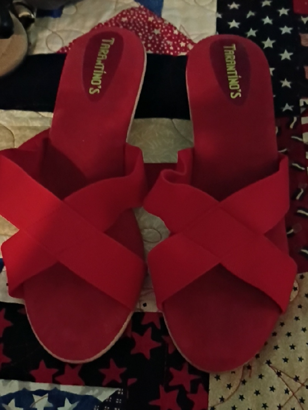 Women's Red Crisscross Slide Sandals
